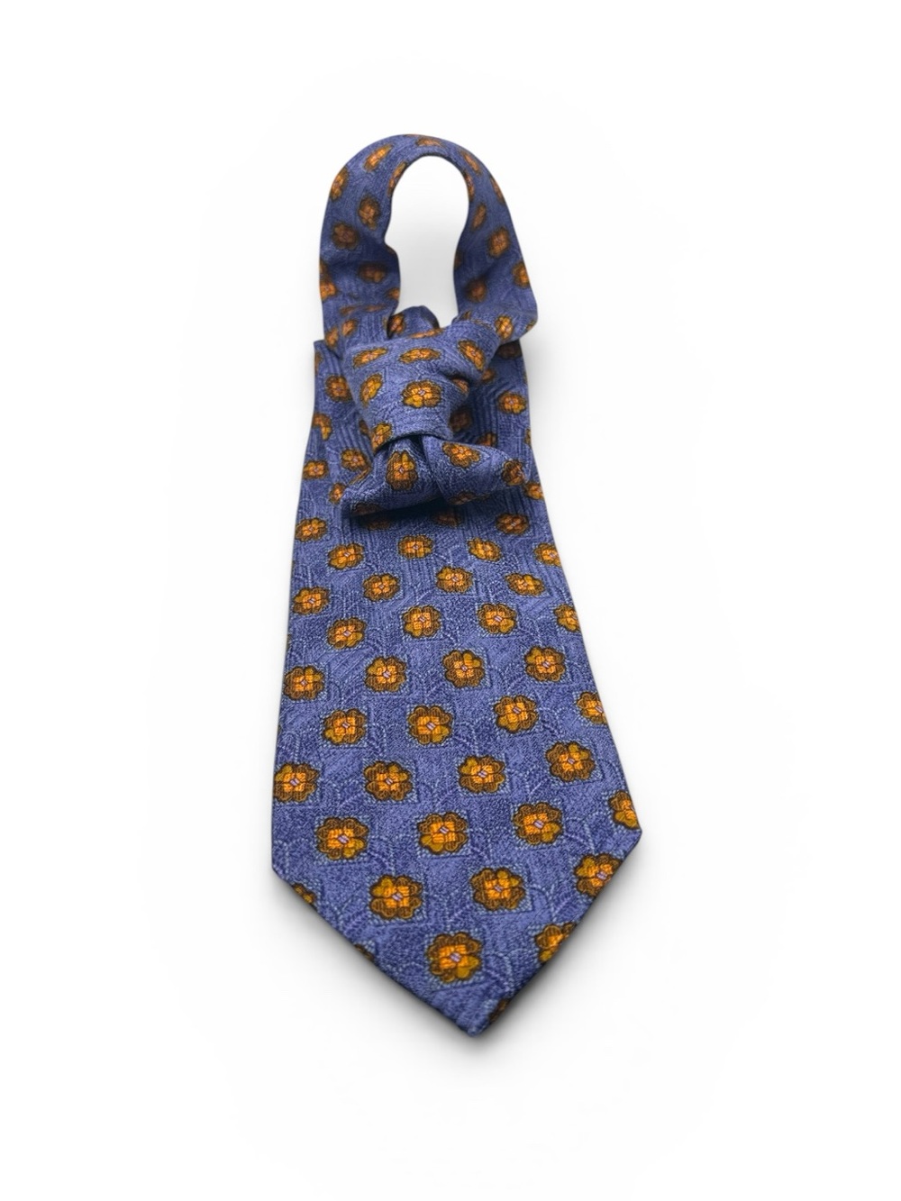 Robert Talbott Lavender-Blue Tie with Gold Floral Medallions